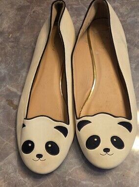 Panda Face White Ballet Flats